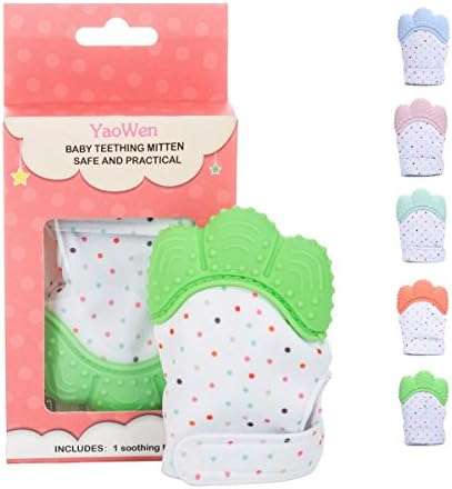 Baby Teething Mitten, Self Soothing Teether &amp; Teething Pain Relief Toy, Unisex Glove for 3-12 months Baby (Green)