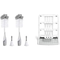 Munchkin Tidy Dry Baby Bottle Drying Rack and 2pk Sponge Bottle Brush, Grey