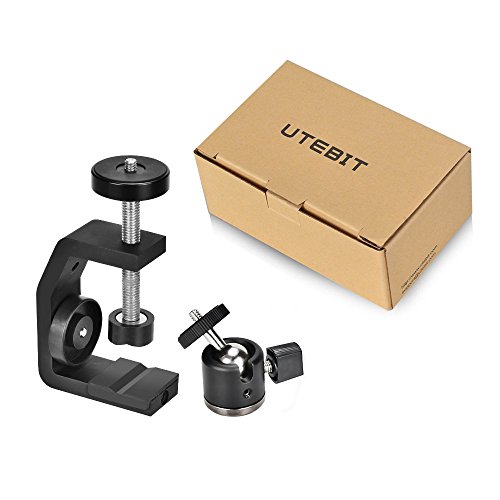 UTEBIT C Clamp with Tripod Head Adjustable Camera Clamp Mount Set for