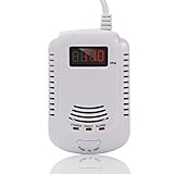 ALEMON Human Voice Prompt Gas Detector Alarm Combustible Gas Concentration Display with Battery Backup for Home