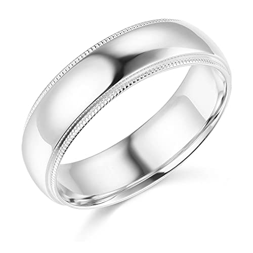 14k Yellow OR White Gold 6mm SOLID Heavy COMFORT FIT Plain Milgrain Wedding Band