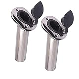 Hoffen 2 Pack Boat Stainless Steel Fishing Rod Holder Flush Mount with PVC Cap -30 Degree (30 Degree)