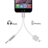 2 in 1 Lightning iphone 7 / 7 plus Adapter Charge and Headphone 3.5mm Audio Jack Splitter(Silver)