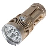 SecurityIng® Powerful and Wonderful 4500LM 7X L2 LED Flashlight with Waterproof & Self-Defense Function 3 Switch Modes Super Bright L2 U2 LED Torch for Outdoor Activities Like Biking & Camping etc (Gold)