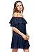 Milumia Women's Off Shoulder Ruffles Shift Loose Summer Vacation Mini Dress Navy Large
