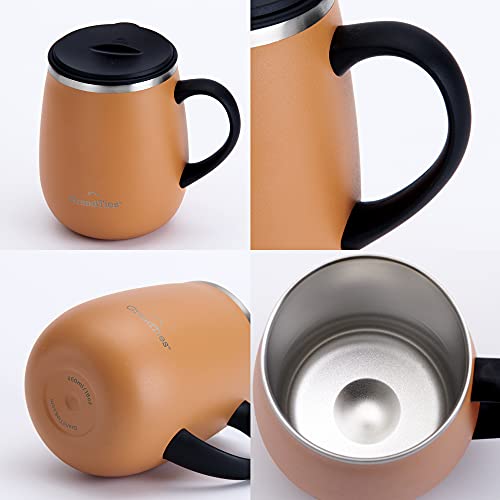 Grandties Insulated Coffee Mug with Handle Sliding Lid for Splash