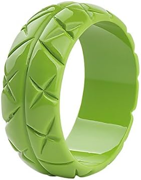 GuanLong Resin Engrave Carved Fashion Bangles Bracelets For Women (Green)