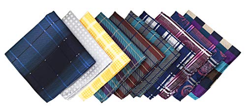 MENDENG Mens 10 Pack Assorted Cotton Polka Dots Pocket Square Handkerchief Hanky