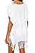 Yonala Women's White Chiffon Fringe Beachwear Dress Swimsuit Bikini Cover-Up White One Size