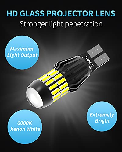 CBsana 921 922 579 912 LED Bulbs CANBUS Error Free T15 LED Back Up Light Bulbs 906 904 902 W16W Reverse Tail Lights 6000K Xenon White (Upgraded, Pack of 2)