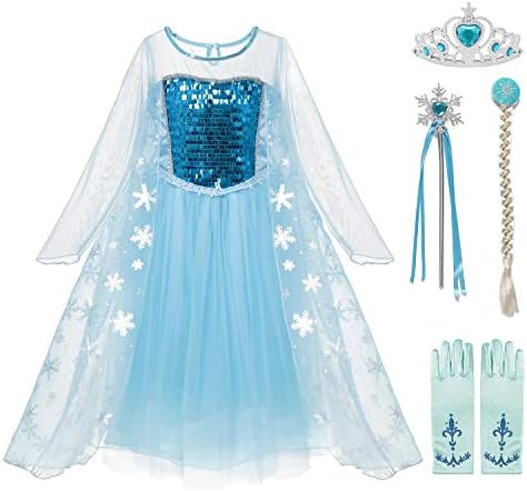 Snow Princess Costume Toddler Girls Queen Sequins Dress Up for Halloween Party