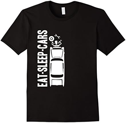 Men's "Eat. Sleep. Cars." Mechanic or Car Buff T-shirt Medium Black