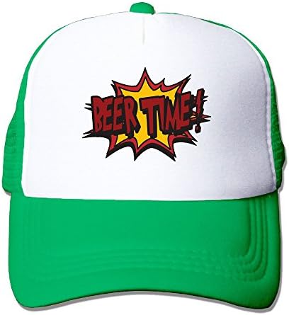 Uzhongquux Beer Time Summer Mesh Cap With Adjustable Snapback Strap KellyGreen