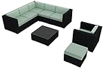 Harmonia Living Urbana 8 Piece Sectional Set, Canvas Spa