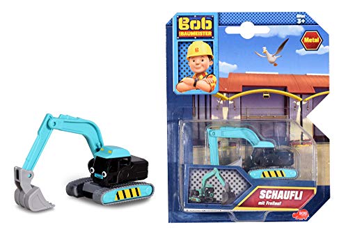 Dickie Toys 203131005 Bob der Baumeister Stretch Spielzeugauto mit Freilauf und beweglichen Teilen, 1:64, Türkis, 7 cm – Bild 3