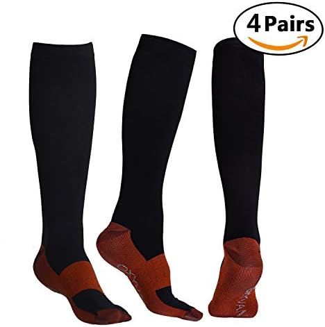 OXYVAN Black Compression Socks 20-30 mmHg for Men Women Athletic Running Hiking Nurses