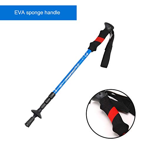 Redvive Top Trekking Walking Hiking Poles Sticks Alpenstock 55-125cm Red Blue