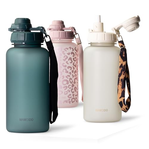 MAMEIDO Trinkflasche mit Strohhalm 1 l (Ocean Bloom)