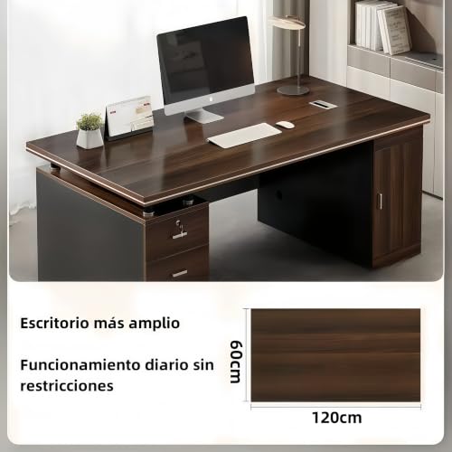 120CM Escritorio para Computadora con Gabinete y 3 Cajones De Almacenamiento Desk, , Con Amplio Espacio de Almacenamiento y diseño de Oficina Moderno Resistente Mesa Escritorio Grande Para Oficina