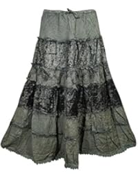 Mogul Womans Tiered Skirt Velvet Touch Rayon Boho Hippy Gypsy Medieval Skirts