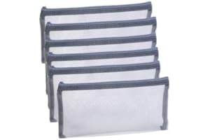 Office Storage Supplies Mesh Pouch B6 Plastic Storage Bags, 6-Pack Transparent Mesh Organizers for Office/Home Supplies (Grey