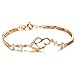 OPK Jewelry18k Gold Plated Elegant Women‘s Link Bracelet Double Heart Gold Bracelet Wedding Gifts