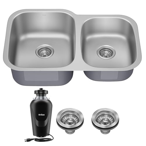 KRAUS Premier 32-inch Undermount 60/40 Double Bowl with Low Divider 18-Gauge St…