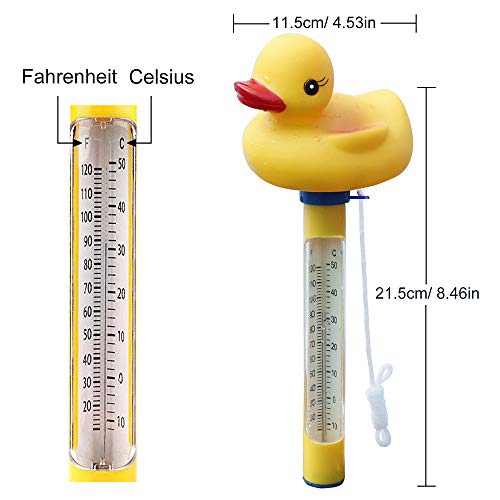 Blufree Pool Thermometer Floating, Shatter Resistant, Indoor Outdoor Thermometer Pond Water Thermometer for Swimming Pools, Spas, Hot Tubs, Jacuzzis, Aquariums & Pond (Rubber Duck).