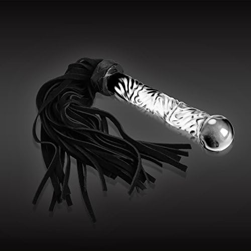Hand Blown Glass Soft Toys with Leather Whip Handheld Pleasure Wand with Ball Tip
