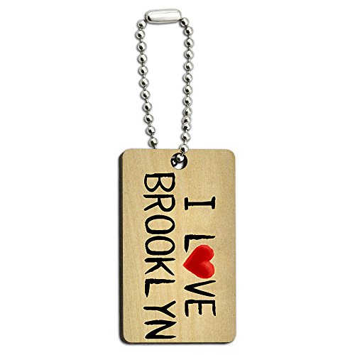 I Love Brooklyn Written on Paper Wood Wooden Rectangle Key Chain