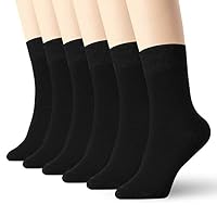 6 Pack Thin High Ankle Cotton Socks Women Men LightWeight Crew (Black)