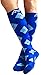 A-Swift Compression Socks (1 pair) for Women & Men by Best For Running, Athletic Sports, Crossfit, Flight Travel - Suits Nurses, Maternity Pregnancy - Below Knee High (Blue Argyle, Medium)
