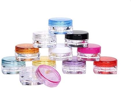 12Pcs 0.17 oz Plastic Square Cosmetic Jars Sample Bottles Case for Cosmetic Face Cream Lip Balm Travel Home Use Empty Refillable Reusable(Lid Color Random)