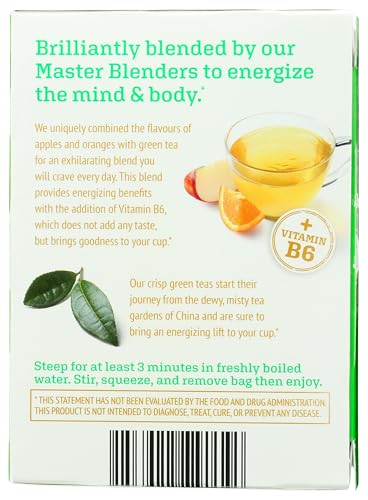TWININGS, SUPERBLENDS, ENERGY WITH VITAMIN B6, CITRUS & APPLE GREEN TEA, 16 TEA BAGS 1.02 OZ (29 G)