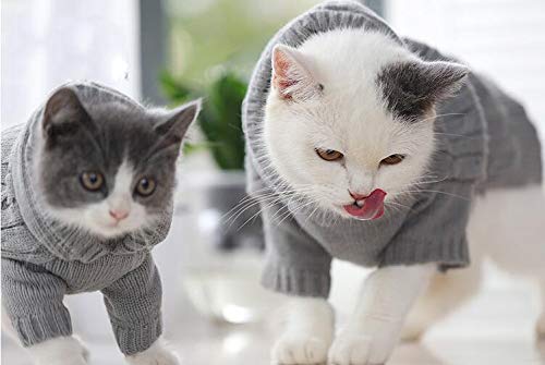 Lanyar Cable Pet Sweater Hoodie for Dogs, Small, Gray - Thumbnail 4