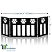 Bundaloo Freestanding Folding Gate | Expandable Wooden Fence for a Small to Medium Pet Dog | Limits Pup's Access to Stairs, Doorways, & Hallways (Black, Paw Print)