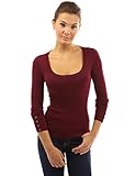 PattyBoutik Women's Scoop Neck Button Studs Sweater