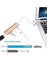 Puerto USB Type-C Hub Adapter, g-ting Slim aluminio Cargador Type-C a USB 3.0 con HDMI 4 K Type-C Multipuerto Convertor para nuevo MacBook Pro, Google Chromebook TV dispositivos USB C y más..., Dorado