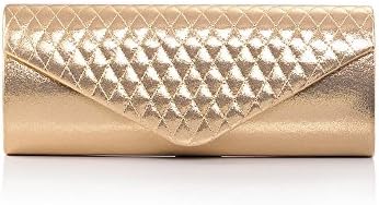 Emour Woman Clear diamond-shaped style leather purse handbag with removable chain (Champagne)
