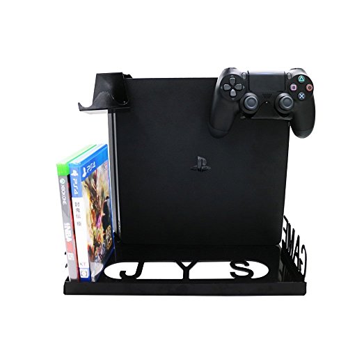 IVSO PS4 VR Wall Mount, 4 in 1 Smart Game Pad Hanger - Display Wall Mounting Kit with Adjustable Height and Width for PlayStation 4/PS4S/PS4 Pro Xbox One S / X Box ONE X Console