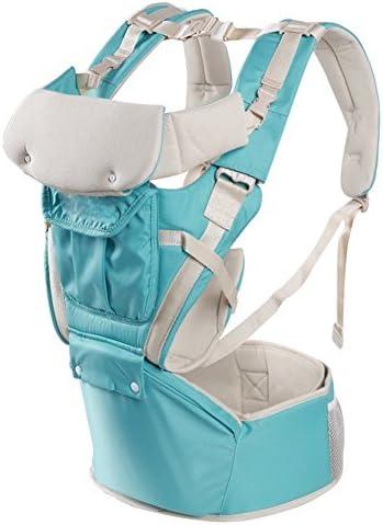3-IN-1 Baby Carrier URVOGUE Ergonomic 3-Position 360°Protection Comfortable And Safe Toddlers Sling Top Performance Adjustable Hip Support Sling(Lake Blue and Gray) (Lake blue)