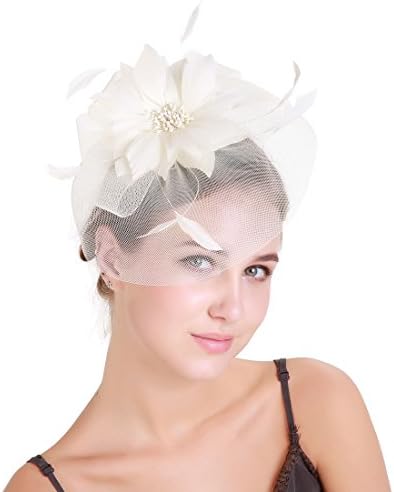 Feather Flower Fascinator Hat Wedding Hair Clip Headpiece Cocktail Party Headwear