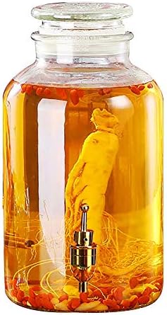 2.5L/5L/7.5L Mason Jar Beverage Dispenser and Glass Lid-Metal Leak Free Spigot- Glass Drink Dispenser for Water, Juice, Beer, Punch, Iced Tea, Cold Drinks (color : 5L-Copper Spigot)