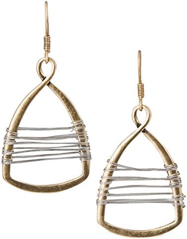 Silver with Gold Wire Copper Toned Handmade Teardrop Earrings