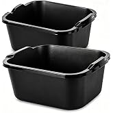 18 Qt Black Wash Tub, 2 Pack Plastic Pan for Kitchen Dishwashing &amp; Garden Use