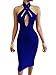 TOB Women's Sexy Halter Bodycon Off Shoulder Club Dress Royal Blue