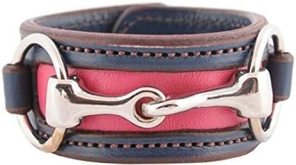 Equestrian Horse Snaffle Bit Two-Tone Leather Cuff Bracelet