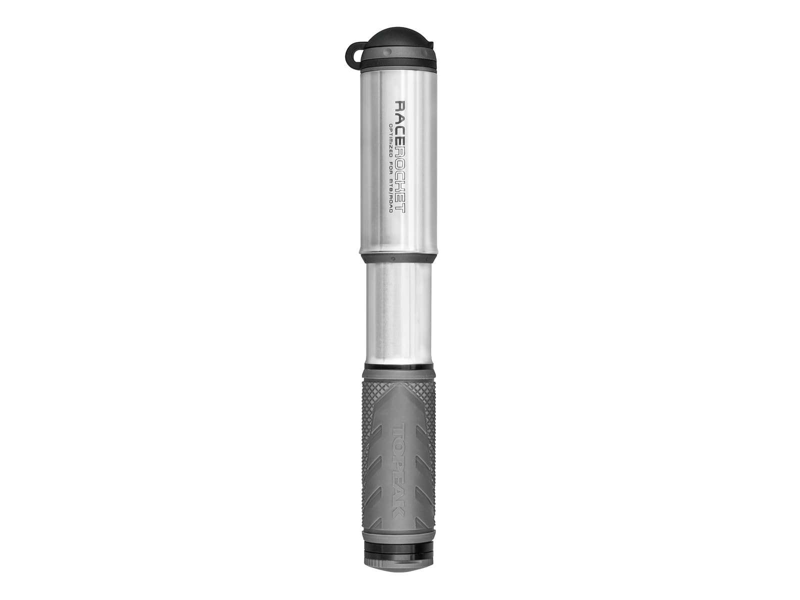 Topeak Race Rocket Cycle Hand Pump, single action design which inflates to 120psi, Silver