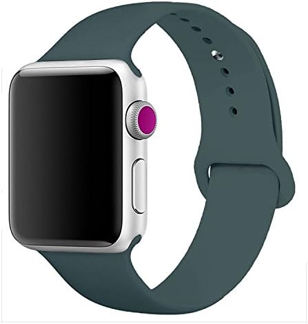 iMOMO Sport Band Compatible with iWatch, Soft Silicone Sport Band [3 Pieces for 2 Lengths] Large/Small Wrist Strap Replacement for iWatch 1 2 3 4 All Models 38mm /40mm - Dark Teal (Dark Olive)
