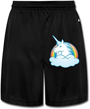 Jonen Men The Unicorn Rainbow Short Training Pants Black Size L